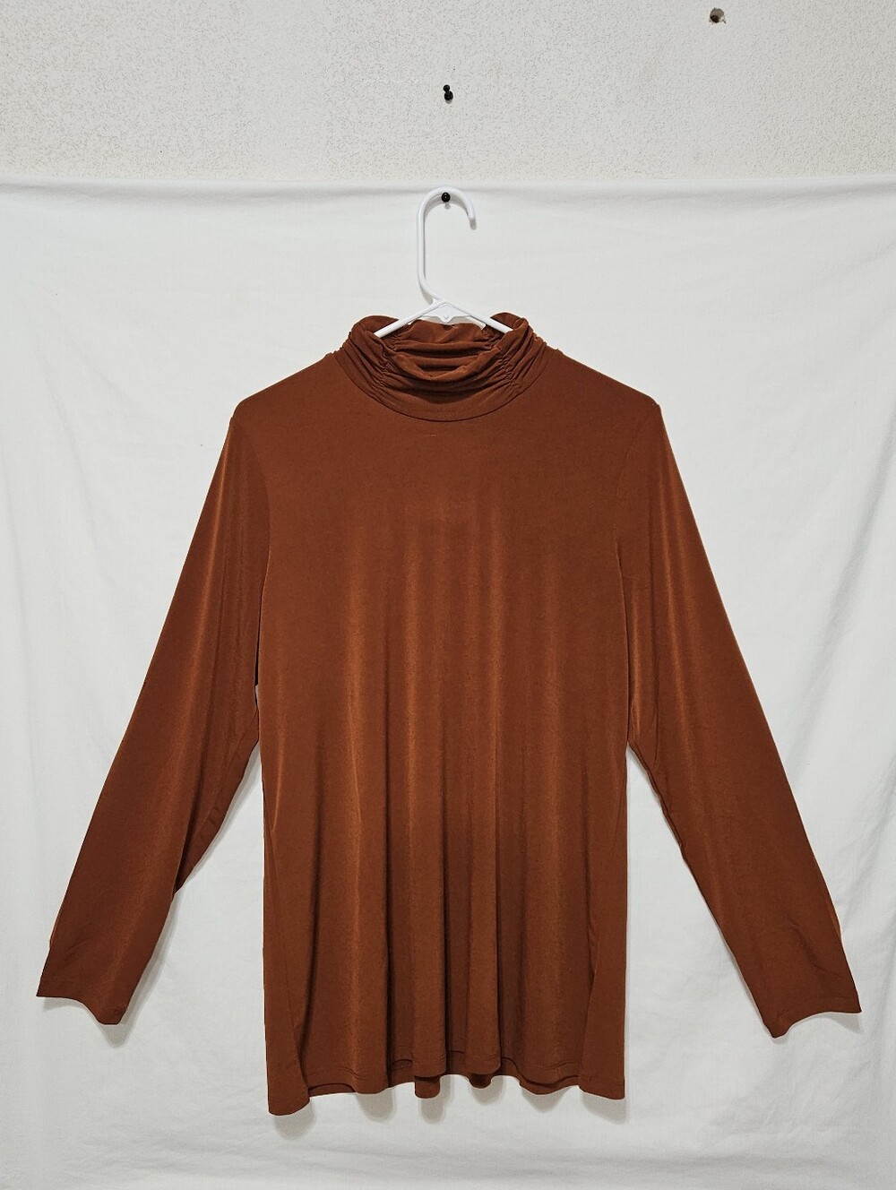 Susan Graver Liquid Knit Mock Neck Tunic Rust Top Large A554236